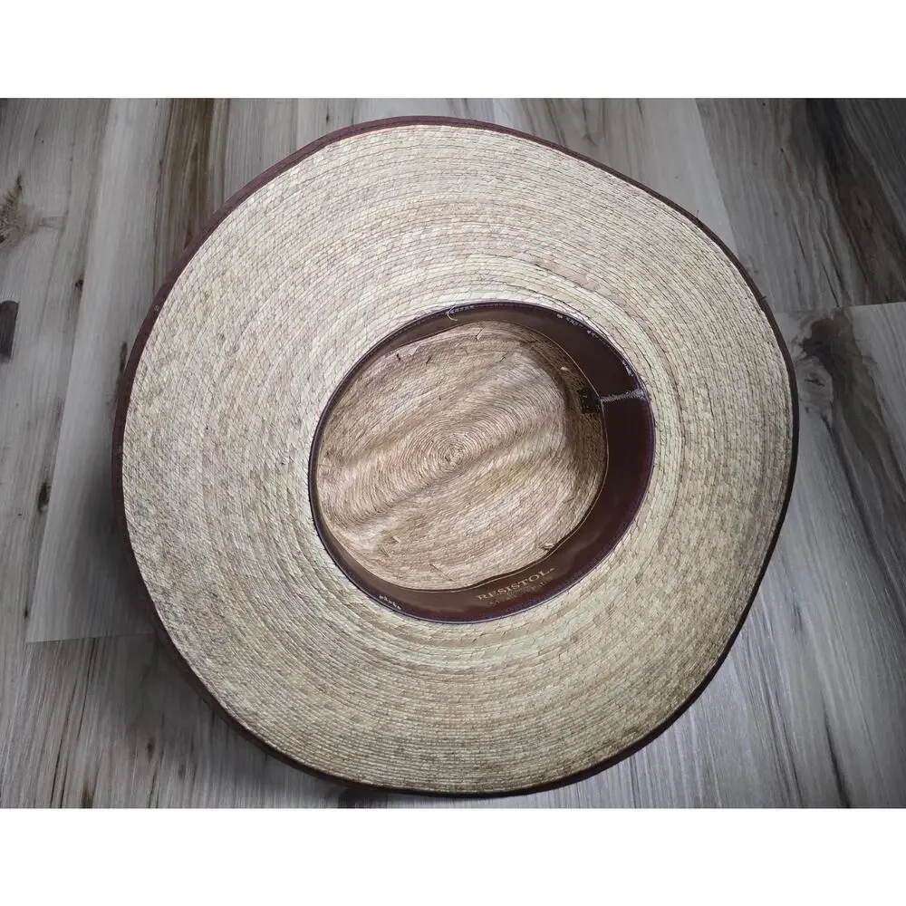 Resistol Genuine Mexican Palm Straw Cowboy Size 7 1/4 USA 58 Mexico leather band